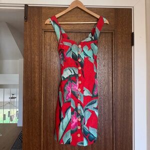 Farm Rio Red Summer Foliage Mini Dress